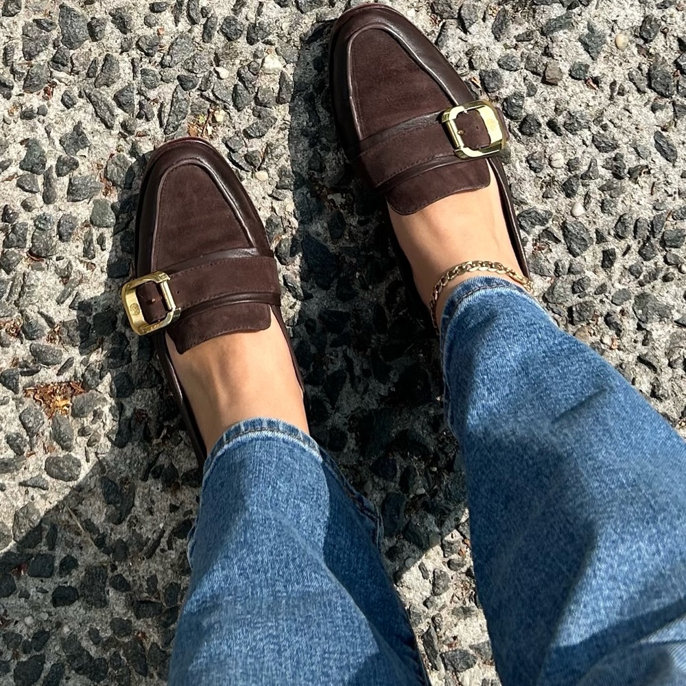 Vince Camuto brown suede and leather loafer size 6.5